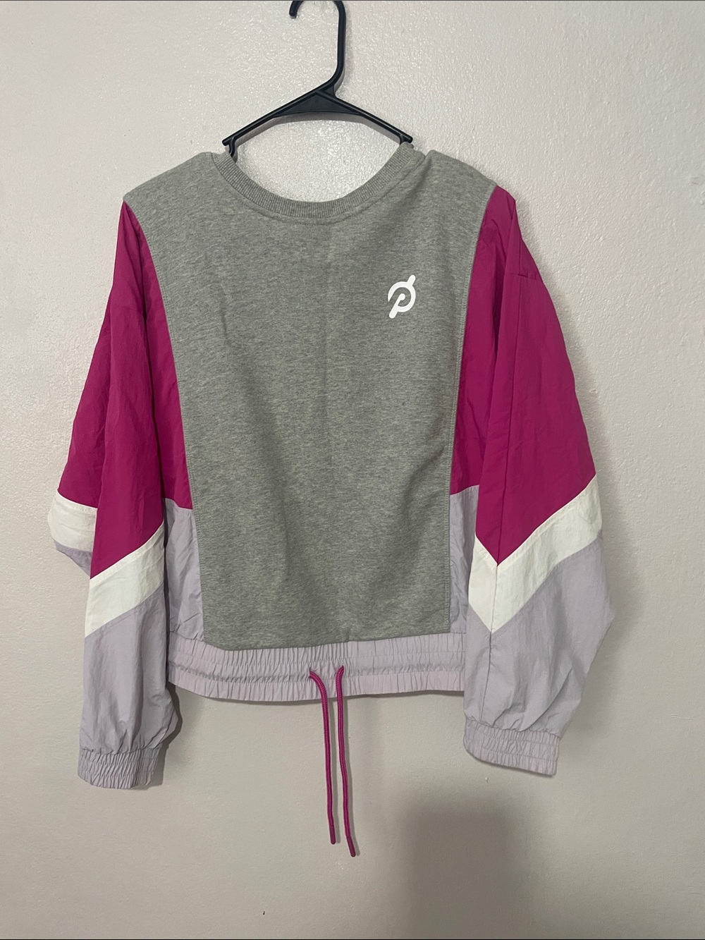 Peloton Gray & Magenta Colorblock Crewneck Sweatshirt